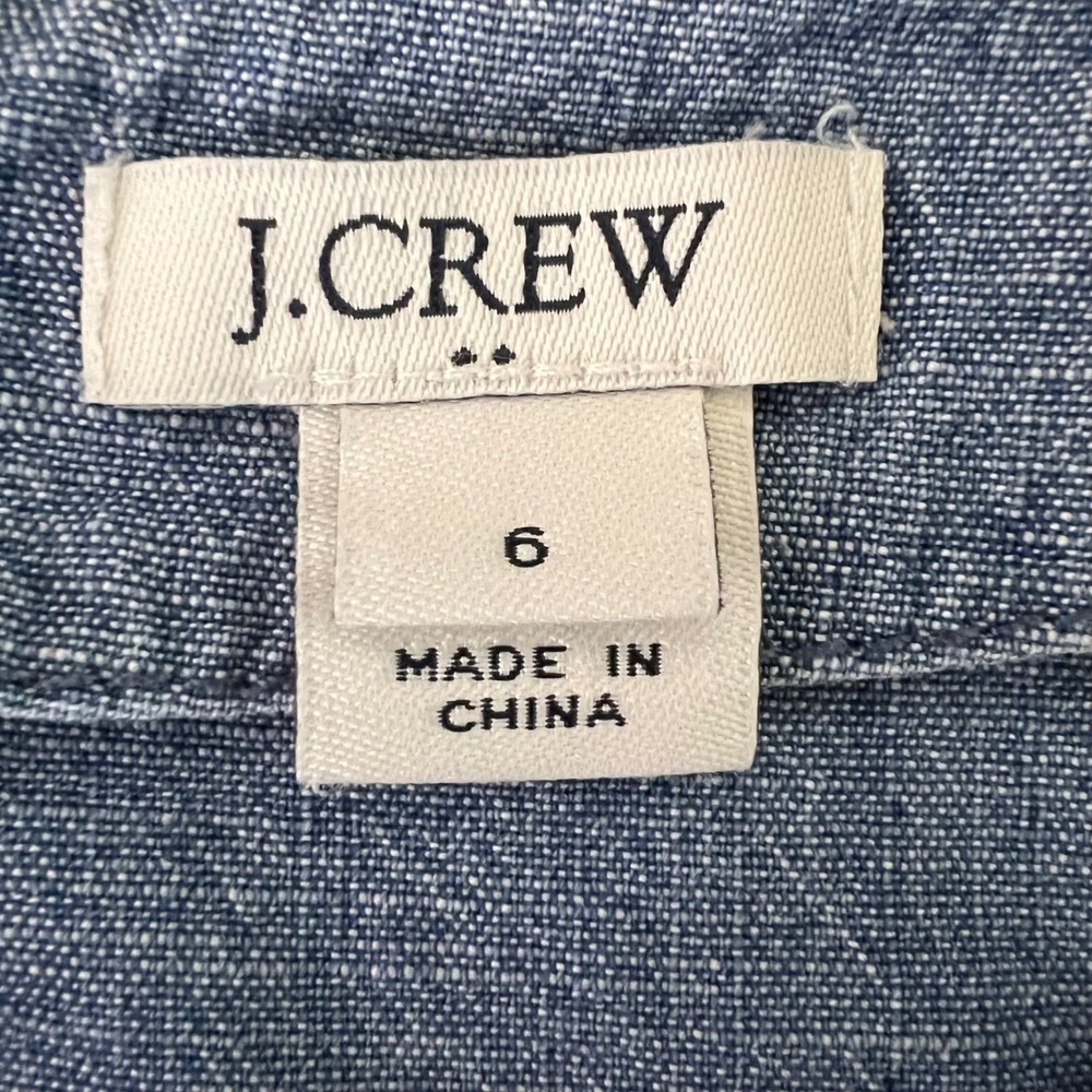 J. Crew Chambray V Neck Tie Sleeve Shift Dress Blue Size 6 - Picture 8 of 8
